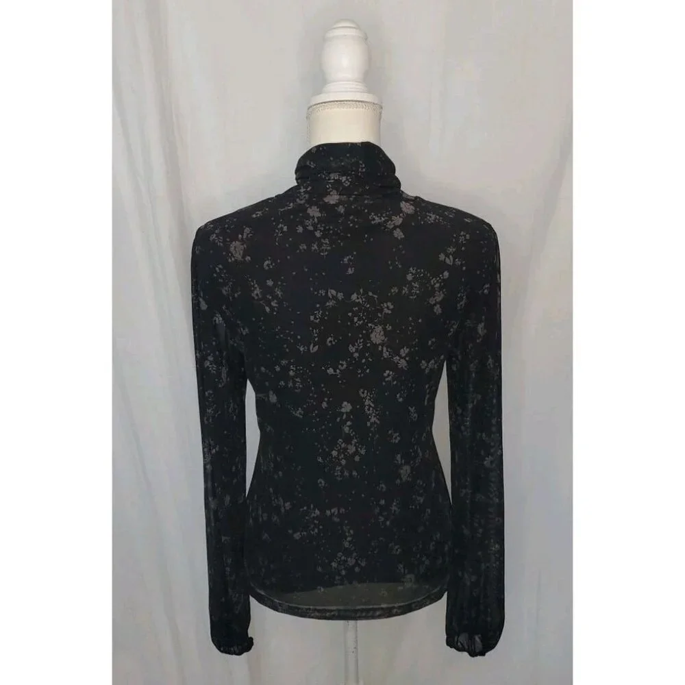 Sanctuary Mesh Turtle Neck Top Lined Dark Romantic Whimsigoth Slimming Sz. M